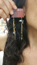 Load image into Gallery viewer, Asymmetric Twig Y Stone Bird Earrings - more colors available