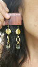 Load image into Gallery viewer, Pyrite Cube Drop Earrings