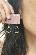 Load image into Gallery viewer, Petit Black Gold Trio Hoop Drop Earrings