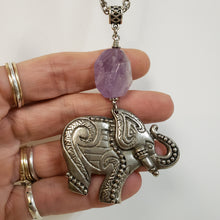 Load image into Gallery viewer, Amethyst Lucky Elephant Pendant Necklace