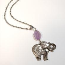 Load image into Gallery viewer, Amethyst Lucky Elephant Pendant Necklace