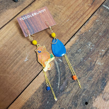 Load image into Gallery viewer, Asymmetric Cloisonne Night Owl Earrings