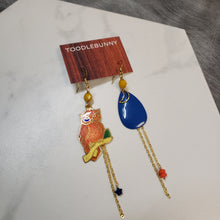 Load image into Gallery viewer, Asymmetric Cloisonne Night Owl Earrings