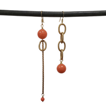 Load image into Gallery viewer, Asymmetric Color drop earrings - Coral Jade

