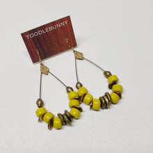 Load image into Gallery viewer, African Brass Teardrop Hoop Earrings - Yellow