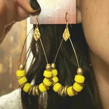 Load image into Gallery viewer, African Brass Teardrop Hoop Earrings - Yellow