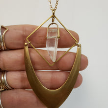 Load image into Gallery viewer, Crystal Quartz Point Chevron Necklace