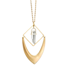 Load image into Gallery viewer, Crystal Quartz Point Chevron Necklace