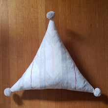 Load image into Gallery viewer, Neutral Aztec Chevron PomPom Triangle Pillow