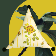 Load image into Gallery viewer, Geometric Rose PomPom Triangle Pillow