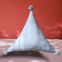 Load image into Gallery viewer, Neutral Aztec Chevron PomPom Triangle Pillow