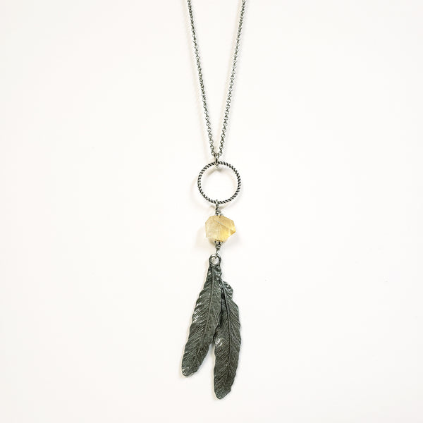 Citrine Feather Necklace