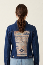 Load image into Gallery viewer, Reworked Denim Jacket - 90s Studded Pastel Aztec
