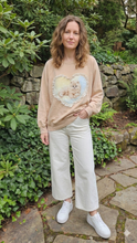 Load image into Gallery viewer, Reworked Lace Heart Kitty Crewneck - Sand SZ L/XL
