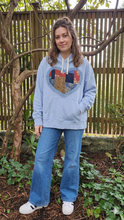 Load image into Gallery viewer, Reworked Lace Heart Hoodie - Lite Blue SZ L/XL
