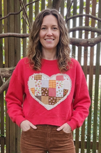 Load image into Gallery viewer, Reworked Lace Heart Crewneck - Red SZ M
