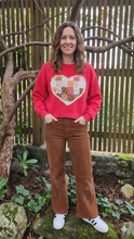 Load image into Gallery viewer, Reworked Lace Heart Crewneck - Red SZ M
