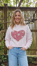 Load image into Gallery viewer, Reworked Lace Heart Cropped Hoodie - Soft Pink SZ S/M
