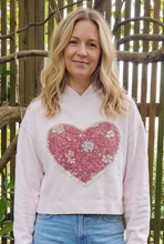 Load image into Gallery viewer, Reworked Lace Heart Cropped Hoodie - Soft Pink SZ S/M
