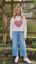 Load image into Gallery viewer, Reworked Lace Heart Cropped Hoodie - Soft Pink SZ S/M
