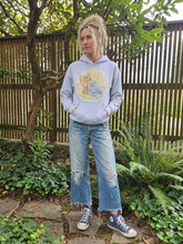 Load image into Gallery viewer, Reworked Lace Kitty Hoodie - Heather Grey SZ M

