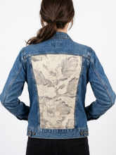 Load image into Gallery viewer, Reworked Denim Jacket - Neutral Floral Paisley XS
