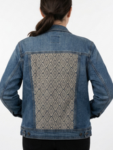 Load image into Gallery viewer, Reworked Denim Jacket - Aztec Diamond Print L
