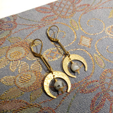 Load image into Gallery viewer, Crescent Moon Link Drop Earrings
