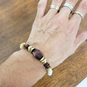 African Brass and Stone Bracelet