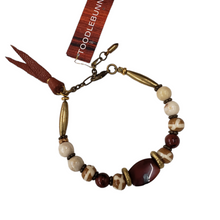 Load image into Gallery viewer, African Brass and Stone Bracelet
