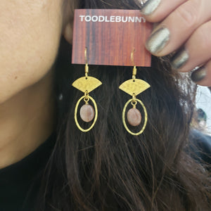 Petit Fan Sunstone Hoop Drop Earrings