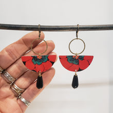 Load image into Gallery viewer, Curacao Red Floral Onyx Drop Earrings
