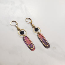 Load image into Gallery viewer, Abstract Brass Eye Earrings - Pinks

