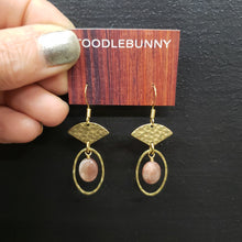 Load image into Gallery viewer, Petit Fan Sunstone Hoop Drop Earrings
