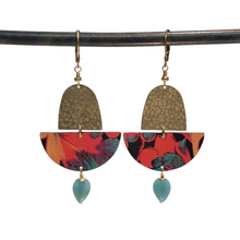Load image into Gallery viewer, Curacao Red Floral Amazonite Drop Earrings
