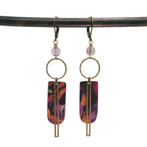 Abstract Geometric Dangles - Lilac Amethyst