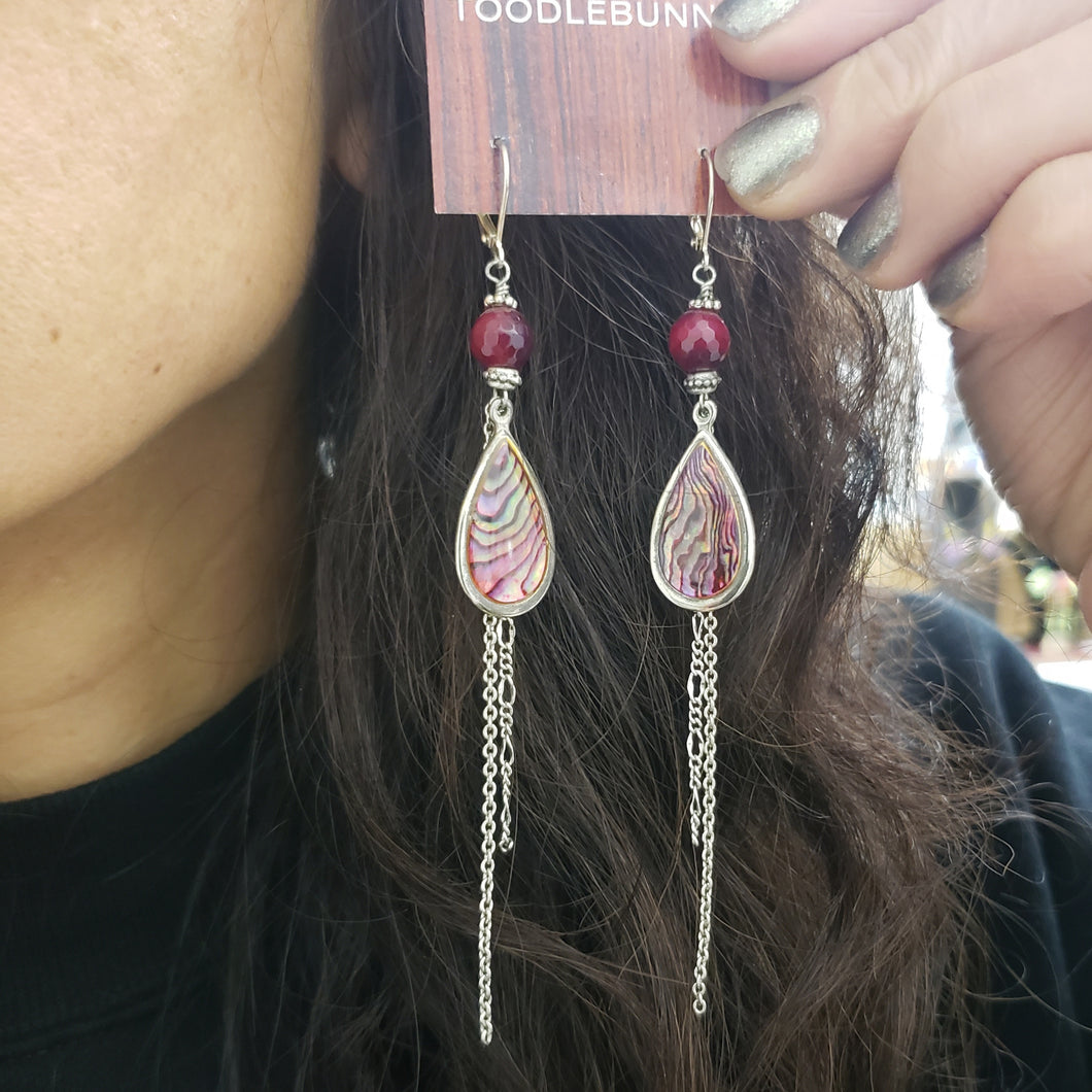 Abalone teardrop duster earrings