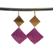 Load image into Gallery viewer, Vintage Brass Diamond Duo Statement Earrings
