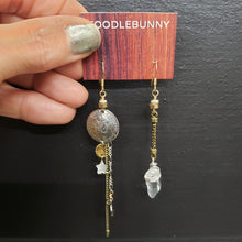 Load image into Gallery viewer, Asymmetric Crystal Quartz Charm Drop Earrings
