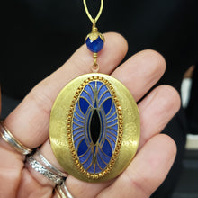 Load image into Gallery viewer, Large Vintage Locket Cloisonne Eye - Blue Onyx
