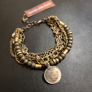 Multi Chain Kuchi Coin Stone Bracelet