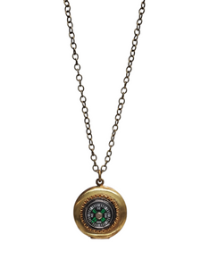 Small Vintage Locket Necklace - Compass