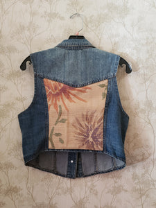 Reworked Denim Vest - Spring Floral