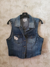 Load image into Gallery viewer, Reworked Denim Vest - Spring Floral
