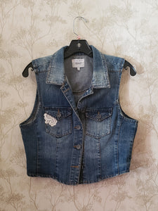 Reworked Denim Vest - Spring Floral