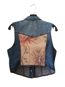 Reworked Denim Vest - Spring Floral