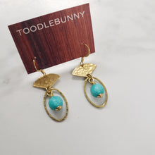 Load image into Gallery viewer, Petit Fan Hoop Earrings - Aqua Fire Agate
