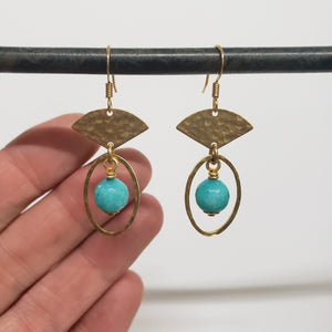 Petit Fan Hoop Earrings - Aqua Fire Agate