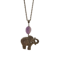Load image into Gallery viewer, Amethyst Lucky Elephant Pendant Necklace
