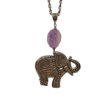 Load image into Gallery viewer, Amethyst Lucky Elephant Pendant Necklace
